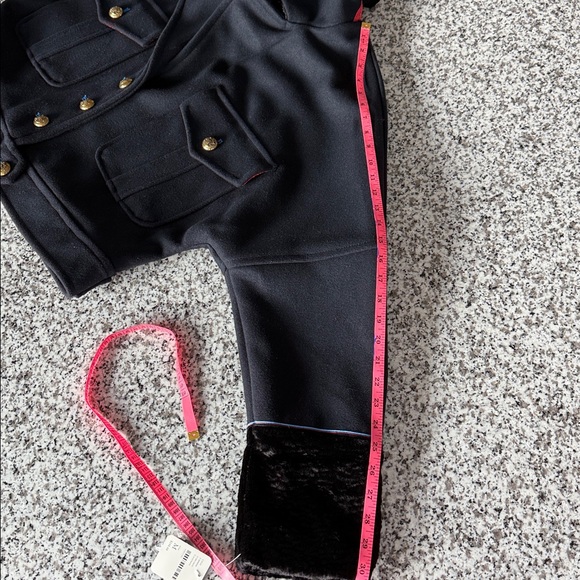 Free People Black Eisenhower Military Jacket Wool Blend w/Faux Fur Accents  Sz M - Picture 14 of 16